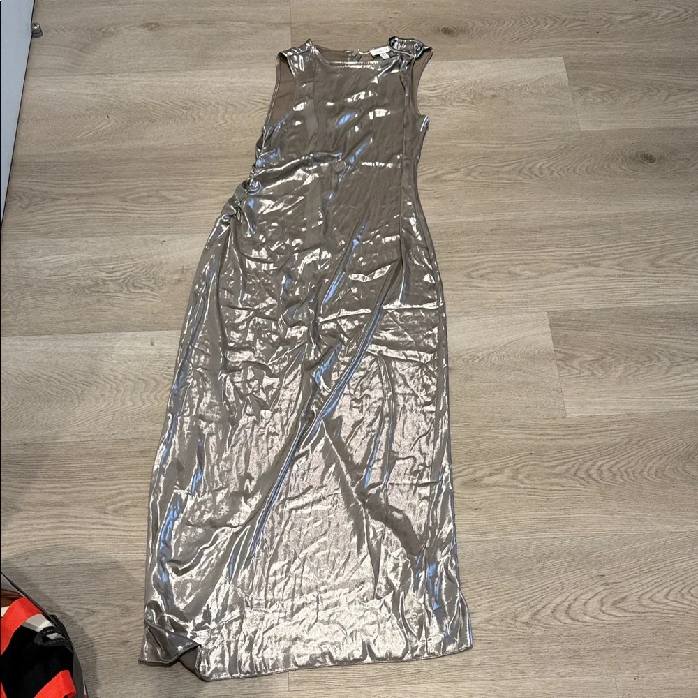 Topshop metallic maxi dress with silver hardware in silver - Picture 5 of 9